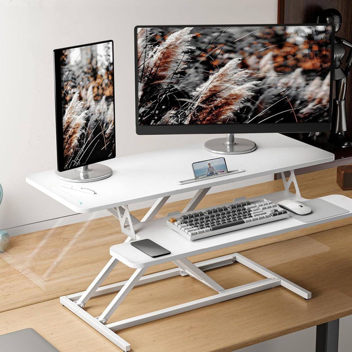 Ergonomiczna nakładka na biurko ERGOMAKER regulowana wysokość biała