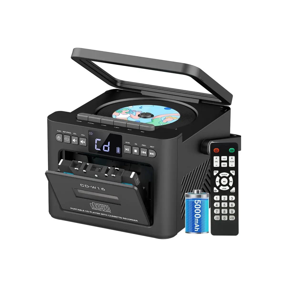 Przenośny Boombox Greadio CD-W16 CD Kasety Bluetooth 5000mAh