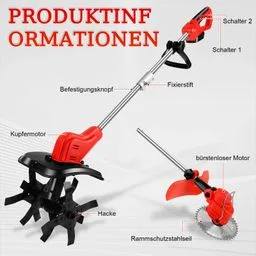 Wielofunkcyjna glebogryzarka i podkaszarka tivekeo 2-w-1 (SOLO - bez akumulatora)