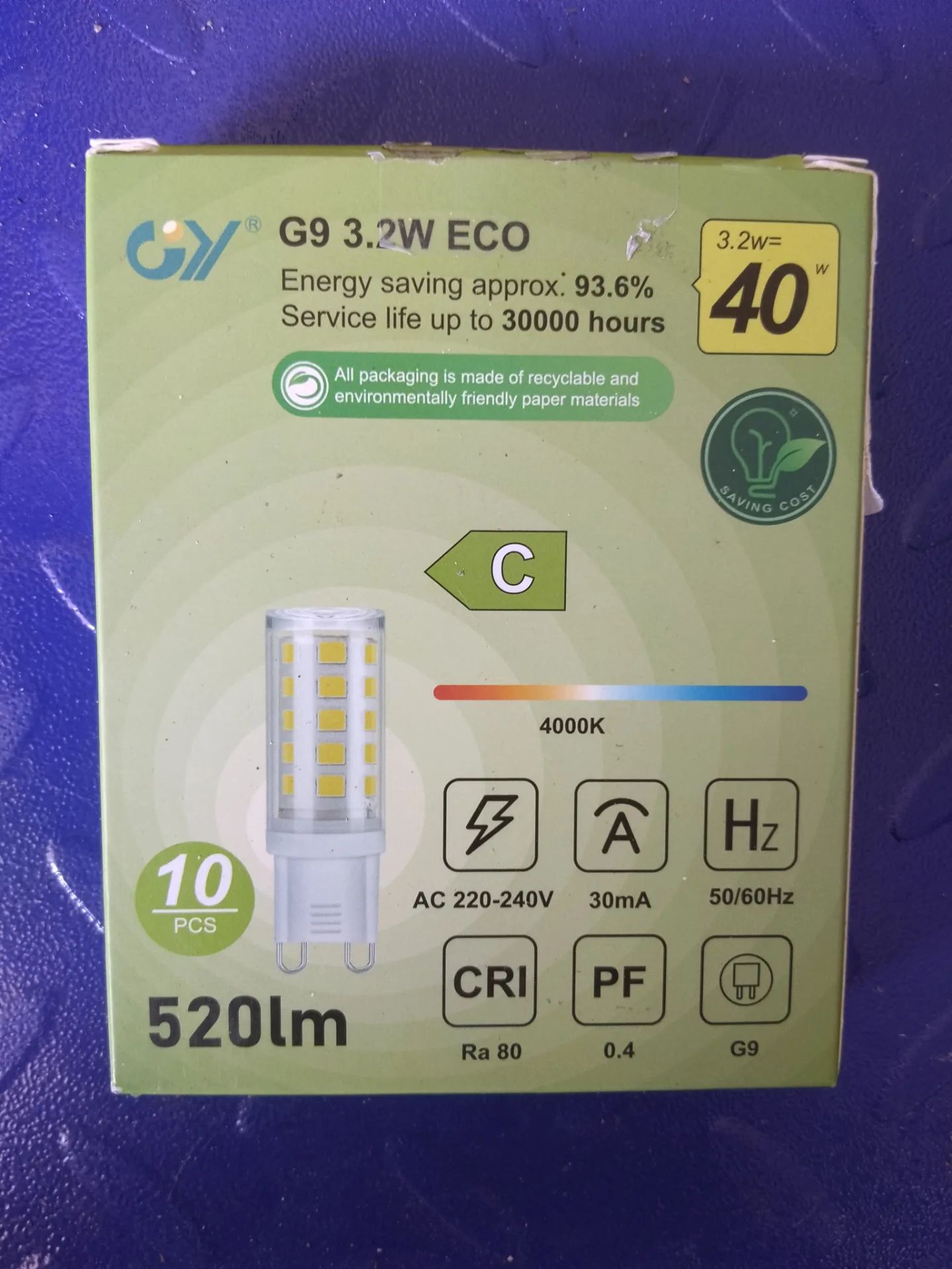 Żarówki LED G9 3.2W GY ACK32D3 Neutralna biel 4000K Zestaw 10 szt