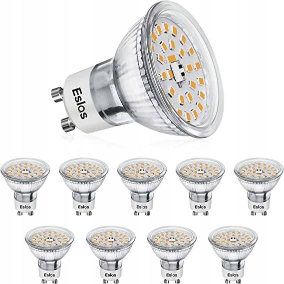 Żarówki LED GU10 ESLAS GU10-5W-W 5W 550 lm ciepła biel zestaw 10 sztuk