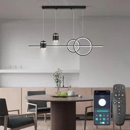 Nowoczesna lampa wisząca LED KSIBNW 45W 100cm czarna z pilotem