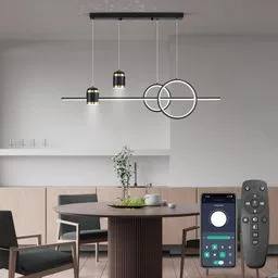 Nowoczesna lampa wisząca LED KSIBNW 45W 100cm czarna z pilotem