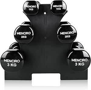 Zestaw hantli ze stojakiem Menciro 12 kg (2x1kg, 2x2kg, 2x3kg)