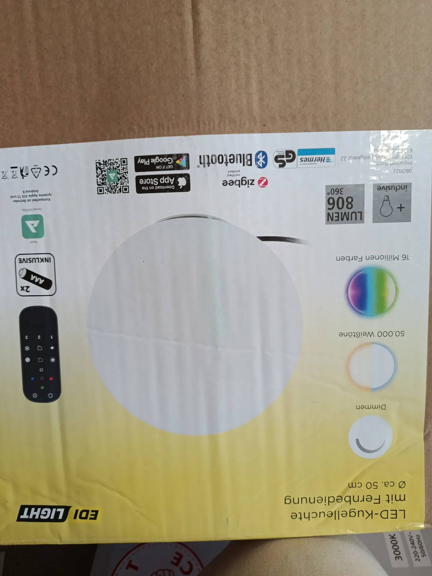 Inteligentna lampa ogrodowa kula EDI Light 56149 50cm RGB Zigbee