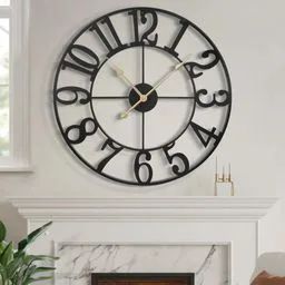 Duży zegar ścienny metalowy retro 60 cm HAITANG czarny