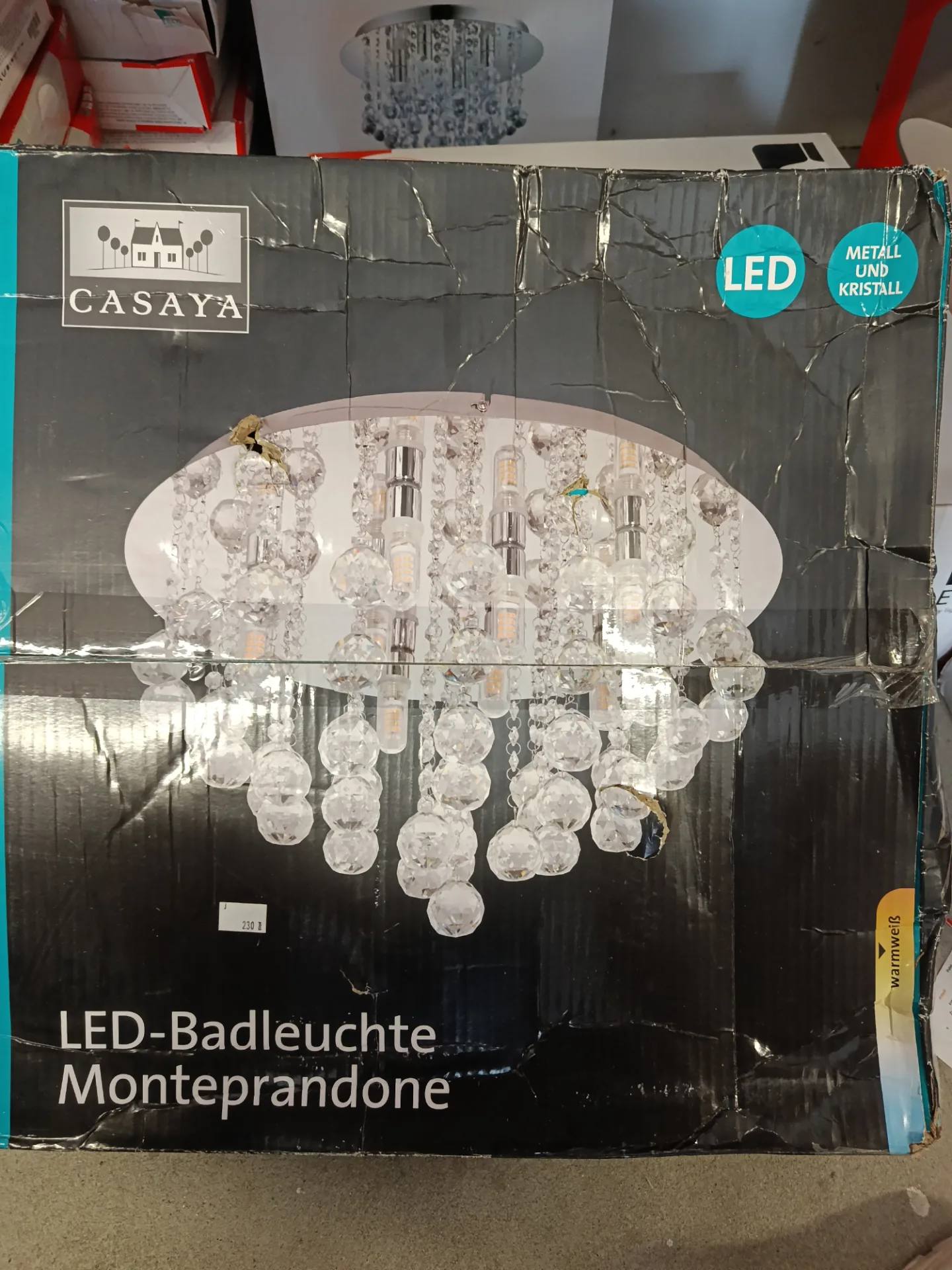 Kryształowa lampa sufitowa LED CASAYA Monteprandone IP44 chrom