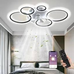 Nowoczesny wentylator sufitowy LED MiiR czarny z pilotem i aplikacją