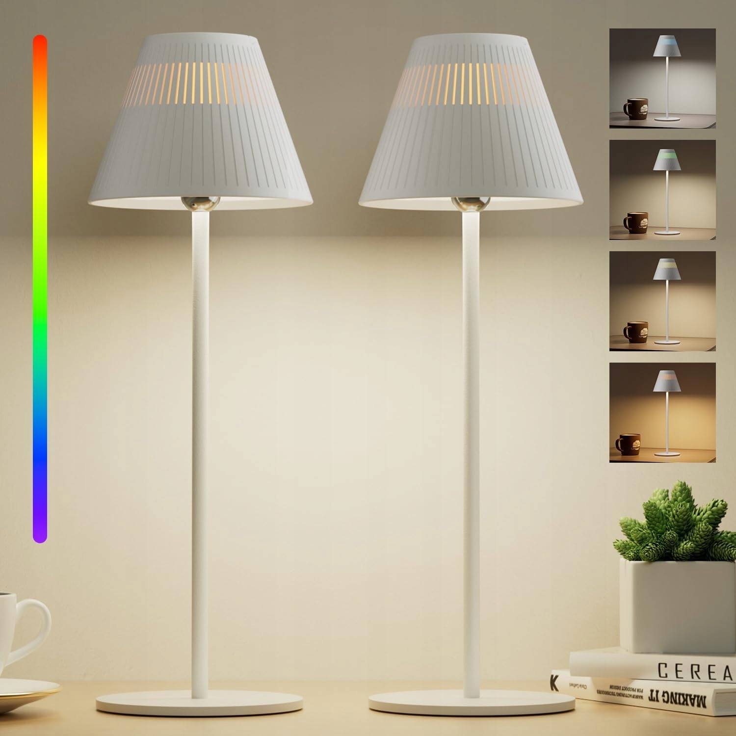 Lampy stołowe bezprzewodowe Honeywell HWT-M1 RGB LED 2 sztuki białe