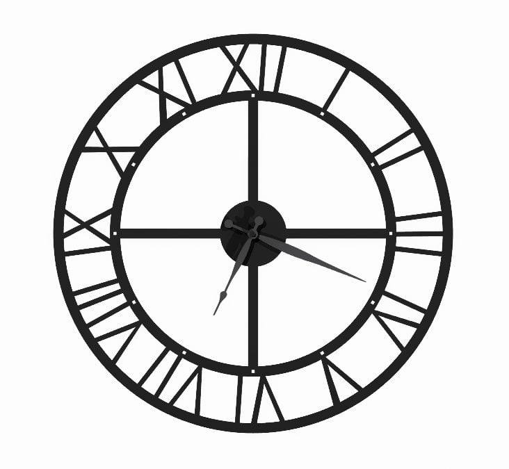 Duży zegar ścienny retro loft HAITANG metalowy czarny 100cm