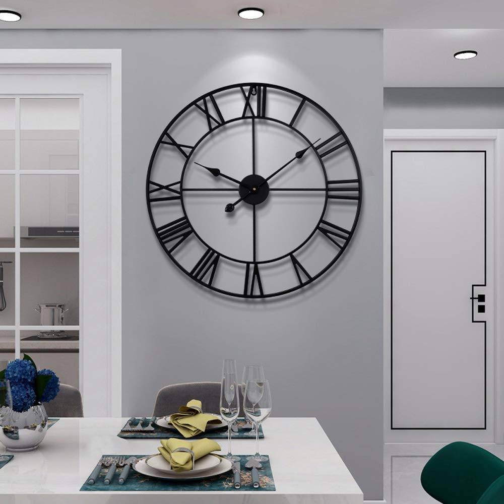 Zegar ścienny metalowy loft retro HAITANG 80 cm czarny cichy
