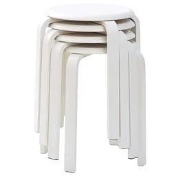 Zestaw 4 drewnianych taboretów IBUYKE RF-717-4 białe