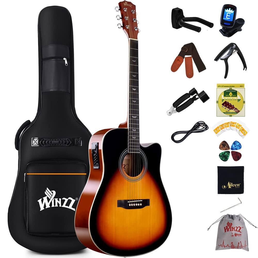 Gitara elektroakustyczna Winzz 4/4 Sunburst Zestaw