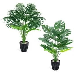 Zestaw dwóch sztucznych palm i monster BTSD-home 71 cm w doniczkach