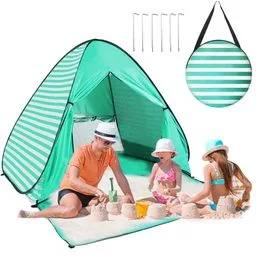 Namiot plażowy pop-up CHWUYI 2-3 os. zielone pasy UPF 50+