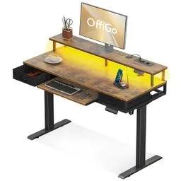Biurko regulowane elektrycznie OffiGo 120cm z nadstawką LED